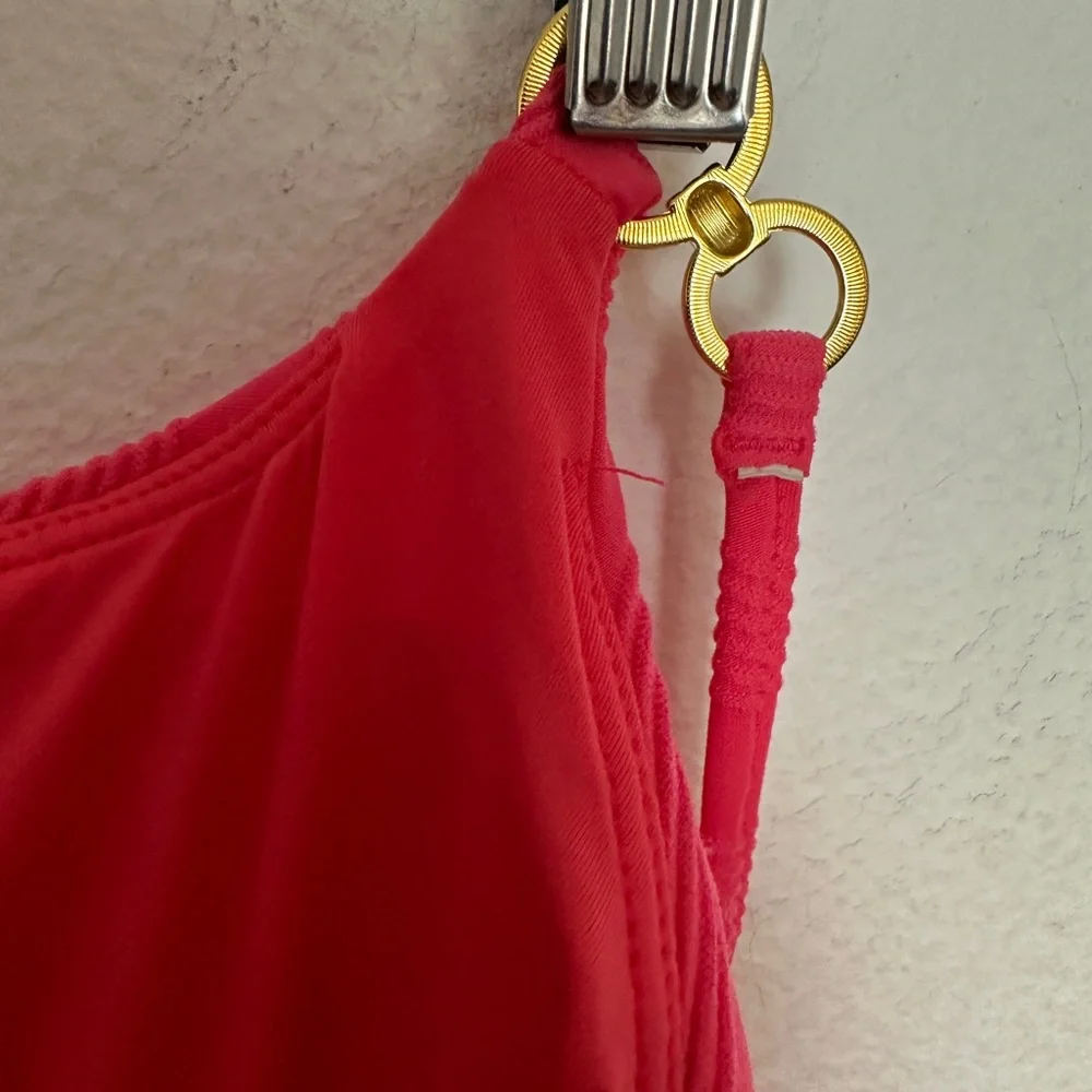 La Blanca Linea Cross Back Mio One-Piece Swimsuit Coral Sun 16 Bathing Suit NWT